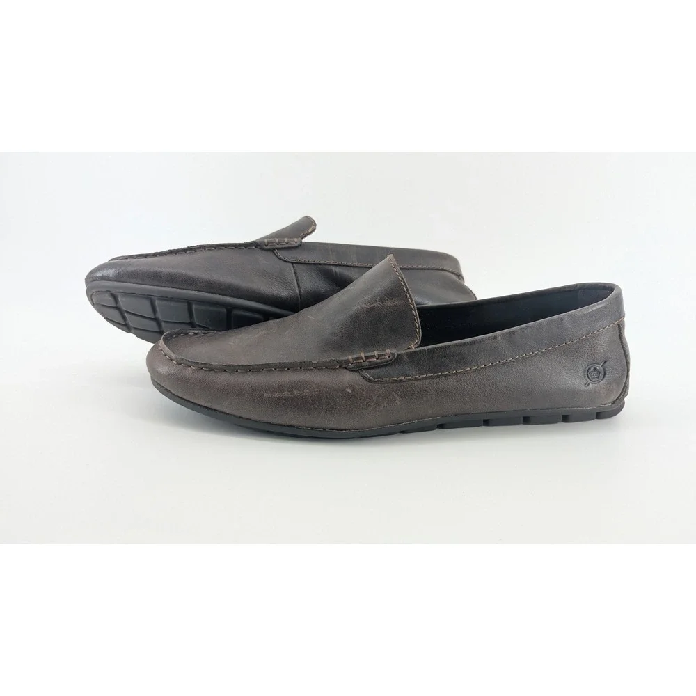 Born Mens H38283 VCJE20 Dark Brown Leather Driving Loafers Size 10M